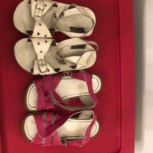 White leather and pink patent salt water sandal 11